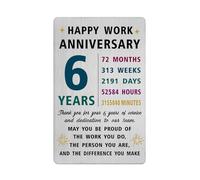 Richesele 6 Years Work Service Card - Thank You 6 Years Work Gifts - Happy 6th Work Anniversary Credit Card Size Keepsake