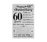 Richesele 60th Wedding Anniversary Card - 60 Years Together, 3131 Weeks, 21915 Days, 31557600 Minutes of Laughter - Greeting Card for Husband & Wife