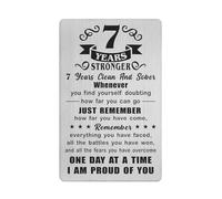 Richesele 7 Seven Years AA Sobriety Gifts for Women Men - 7 Year Stronger and Sober Card - 7 Yrs Addiction Recovery Engraved Wallet Cards Token