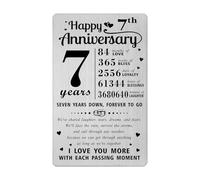 Richesele 7th Anniversary Card - Happy 7 Year Wedding Anniversary Wallet Card - 7 Years Anniversary Decorations Gifts for Husband Wife Him Her