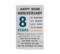 Richesele 8th Work Anniversary Cards - Happy 8 Year Work Anniversary Engraved Wallet Card - 8 Years 8th Work Anniversary Decorations