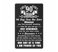 Richesele 90 Days AA Sobriety Gifts for Women Men - 3 Months Stronger and Sober Card - 90 Day Addiction Recovery Engraved Wallet Cards Token