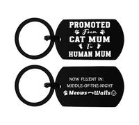 Richesele Baby Announcement Keyring - Promoted from Cat Mum to Human Mum - Funny New Mother Gift - Now Fluent in Meows→Wails