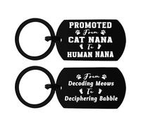 Richesele Baby Announcement Keyring - Promoted from Cat Nana to Human Nana - Funny New Grandmother Gift - Decoding Meows to Babble