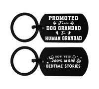 Richesele Baby Announcement Keyring - Promoted from Dog Grandad to Human - Funny New Grandfather Gift - Now with 200% More Bedtime Stories