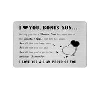 Richesele Bonus Son Gifts from Stepmum & Stepdad - Engraved Metal Wallet Card to My Stepson - I Love You Bonus Son Wallet Insert for Christmas or Graduation