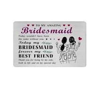 Richesele Bridesmaid Gift from Bride - Wedding Day Thank You Wallet Insert - Bridesmaid Proposal Card - Stainless Steel Keepsake for Best Friends