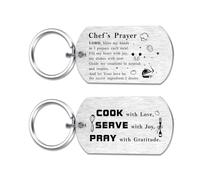Richesele Chef Gifts for Men Women - Chef’s Prayer Keychain - Inspirational Gift for Chefs, Cooks, Culinary Lovers, Stainless Steel Cooking Keyring for Birthday, Christmas or Retirement