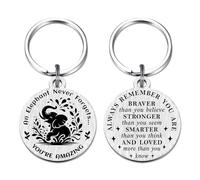 Richesele Elephant Keyring Inspirational Gift - An Elephant Never Forgets You’re Amazing - Double-Sided Animal Keychain for Women Men Teens