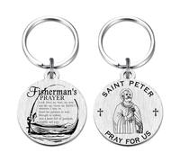 Richesele Fisherman’s Prayer Keyring - Saint Peter Blessing Gift for Dad, Husband or Friend - Fishing Accessories for Men - Religious Keyring for Fisherman Father’s Day, Birthday