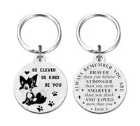 Richesele Fox Keyring Inspirational Gift for Women Girls - Be Clever Be Kind Be You Engraved Fox Keychain - Double-Sided Animal Encouragement Gift for Him/Her