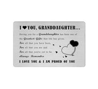 Richesele Gifts for Granddaughter from Nana & Grandad - Engraved Metal Wallet Card to My Grand Daughter - I Love You Granddaughter Wallet Insert for Christmas or Graduation