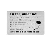 Richesele Gifts for Grandson from Nana & Grandad - Engraved Metal Wallet Card to My Grand Son - I Love You Grandson Wallet Insert for Christmas or Graduation