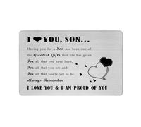 Richesele Gifts for Son from Mum & Dad - Engraved Metal Wallet Card to Sons - I Love You Son Wallet Insert for Christmas or Graduation