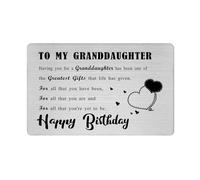 Richesele Happy Birthday Card to My Granddaughter - Laser Engraved Birthday Gifts for Granddaughter - Stainless Steel Bday Keepsake from Nana&Grandad