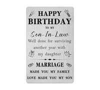 Richesele Happy Birthday Card to My Son-in-Law - Laser Engraved Birthday Gifts from Mother-in-law - Love Made You My Son