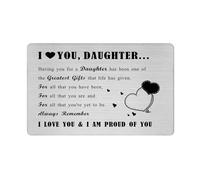 Richesele Laser Engraved Daughter Wallet Card - Personalized Mother's Day Gifts for Daughter - I Love You Gifts from Mum/Dad