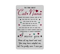 Richesele Mother's Day Birthday Gift from Cats to Nana - Cat Nana Gifts for Woman - Laser Engraved Stainless Steel Wallet Card for Cat Grandmother