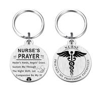 Richesele Nurse Prayer Keyring - Inspirational Gift for Nurses - Stainless Steel Engraved Keyring for Appreciation/Graduation/RN LPN Gifts/Night Shift Support/Medical Staff Keepsake