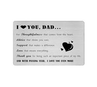 Richesele Personalised Father’s Day Dad Gifts from Daughter/Son - I Love You Dad Wallet Card - Credit Card Size Metal Insert for Father