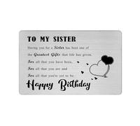 Richesele Sister Birthday Gifts - Happy Birthday Card to My Sister - Laser Engraved Bday Present from Brother/Sis (Credit Card Size)