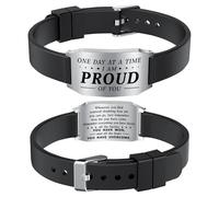Richesele Sober Bracelets for Men Women - AA Sobriety Motivational Gifts - AA NA Addiction Recovery Bracelets - Sober Christmas Xmas Presents, S, Silicone, steel