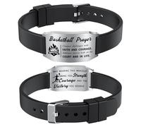 Richesele Sport Prayer Bracelets - Inspirational Bracelet for Players - Soccer Volleyball Baseball Hockey Gifts - Sport Gift for Birthday Christmas, S, Silicone, stainless steel