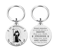 Richesele St. Benedict Gifts for Boys Mens - Saint Benedict Keychain for Students, Patron Saint of Farmers Gifts, Son Grandson Graduation Christmas Presents