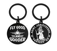 Richesele St Christopher Gifts for Pilots, Travellers - Fly Good Land Gooder Keyring - Saint Christopher Protection Aviation Gift, Pilot Keychain for Men Women, Christmas Birthday Present
