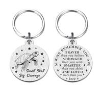 Richesele Turtle Keyring - Small Shell Big Courage Sea Turtle Gift - Double-Sided Stainless Steel Inspirational Turtles Keychain for Women Girls Him Her