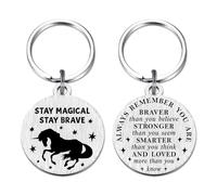 Richesele Unicorn Keyring Gifts - Stay Magical Stay Brave Unicorn Charm - Motivational Unicorns Keychain for Women Girls/Daughter/Friend