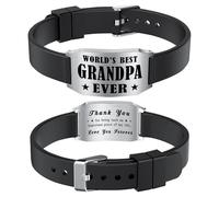 Richesele Unique Fathers Day Grandpa Gifts - World's Best Grandpa Bracelets - Love You Forever Grandpa Gifts from Grandchild