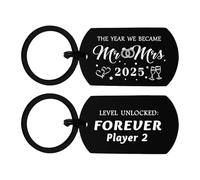 Richesele Wedding Gifts for Couples 2025 - Mr & Mrs Forever Player 2 Keyring - Dual-Sided Laser Engraved Marriage Gift for Him Her - The Year We Became Mr & Mrs 2025