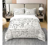richhome 100% Nature Cotton Mathematics Formula Duvet Cover for Kids Teens,Math Science Numbers Formules Bedding Set for Room Decor,School Genius Student Educational All Season Bedding Double Size
