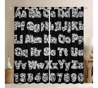 richhome 26 English Letters Blackout Curtains Leopard Printed ABC Alphabet Number for Bedroom Decor Grey Black African Cheetah Thermal Insulated Shades Wild Animal Skin Window Treatments, W66*L90