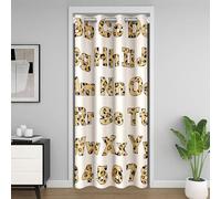 richhome 26 English Letters Door Curtain for Doorway Privacy Leopard Printed ABC Alphabet Number Brown African Cheetah Room Divider Curtain 132x203cm Wild Animal Skin Bedroom Window Treatments