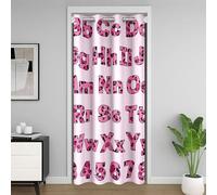 richhome 26 English Letters Door Curtain for Doorway Privacy Leopard Printed ABC Alphabet Number Closet Cover for Bedroom Pink African Cheetah Room Divider Curtain 106x203cm Wild Animal Skin