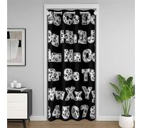richhome 26 English Letters Door Curtain for Doorway Window 86x203cm Leopard Printed ABC Alphabet Number Thermal Insulated Temporary Room Dividers Grey Black African Cheetah Wild Animal Skin Bedroom