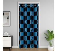 richhome ABC Number Door Curtain for Doorway Privacy Checkered Alphabet Closet Cover Blue Black Plaid Room Divider Curtain 106x203cm 26 English Letters Bedroom Living Room Window Treatments