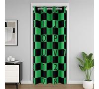 richhome ABC Number Door Curtain for Doorway Privacy Checkered Alphabet for Bedroom Living Room Green Black Plaid Room Divider Curtain 132x203cm 26 English Letters Darkening Blackout Home Decor
