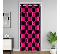 richhome ABC Number Door Curtain for Doorway Privacy Checkered Alphabet for Bedroom Living Room Hot Pink Black Plaid Room Divider Curtain 86x203cm 26 English Letters Darkening Blackout Home Decor