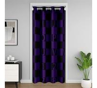 richhome ABC Number Door Curtain for Doorway Privacy Checkered Alphabet for Bedroom Living Room Purple Black Plaid Room Divider Curtain 106x203cm 26 English Letters Darkening Blackout Home Decor