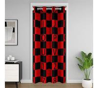 richhome ABC Number Door Curtain for Doorway Window 150x203cm Checkered Alphabet Thermal Insulated Temporary Room Dividers Red Black Plaid 26 English Letters Bedroom Living Room Microfiber
