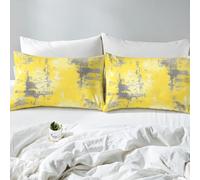 richhome Abstract Bed Sheets Sets Double Size Kids Boys Girls Modern Abstract Art Bedding Set Yellow Gray Bed Sheet Set with 16-Inch Deep Pockets Luxury 4Pcs with 2 Pillow Cases Geometric