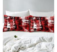 richhome Abstract Bed Sheets Sets King Size Kids Boys Girls Modern Abstract Art Bedding Set Black Red Bed Sheet Set with 16-Inch Deep Pockets Luxury 4Pcs with 2 Pillow Cases Geometric