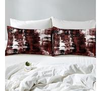 richhome Abstract Fitted Sheet with 1 Pillowcase Single Size Modern Abstract Art Bed Sheets Set 16" Deep Pocket Black Wine Bedding Luxury Teens Bedroom Decor Geometric Breathable Soft Lightweight