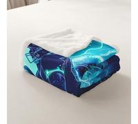 richhome American Football Player Sherpa Throw Blanket for Couch Football Super Soft Cozy Fleece Rugby Sports Blanket for Winter, Plush Throw Queen 90x90Inch All Season