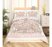 richhome Amusement Park Bedding Set King,Carousel Comforter Cover for Boys Girls,Kids Pink Girly Duvet Cover Set Fairy Tale Theme Bedspread Cover Fashion Teens Bedroom Decor 3 Pcs Bed Collection