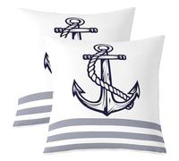 richhome Anchor Pillow Covers for Home Sofa Bed Couch Themed Throw Pillow Covers for Kids Boys Girls Ocean Adventure Cushion Covers Navy Blue Pillowcases, 45x45cm Set of 4