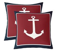 richhome Anchor Throw Pillow Covers Ocean Adventure Themed Pillow Covers for Home Sofa Bed Couch for Kids Boys Girls Modern Abstract Cushion Covers Red Blue Pillowcases, 40x40cm Set of 1